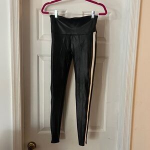 SPANX Black Leggings with White Stripe